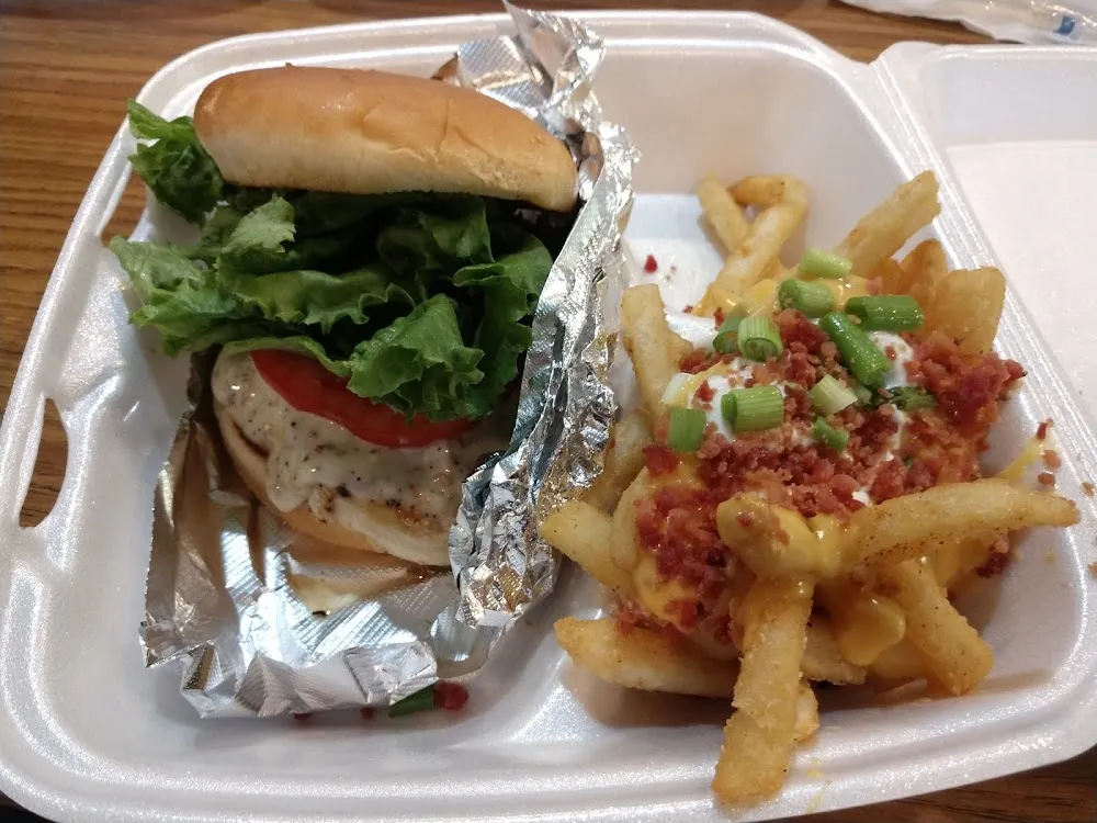 Grilled Chicken Sandwich and Loaded Fries